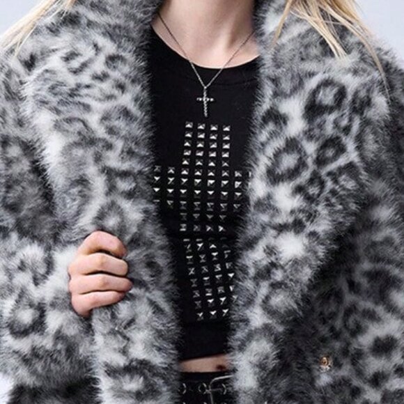 Multicolor Casual Women's soft Leopard Print Faux Fur Coat - Picture 10 of 12